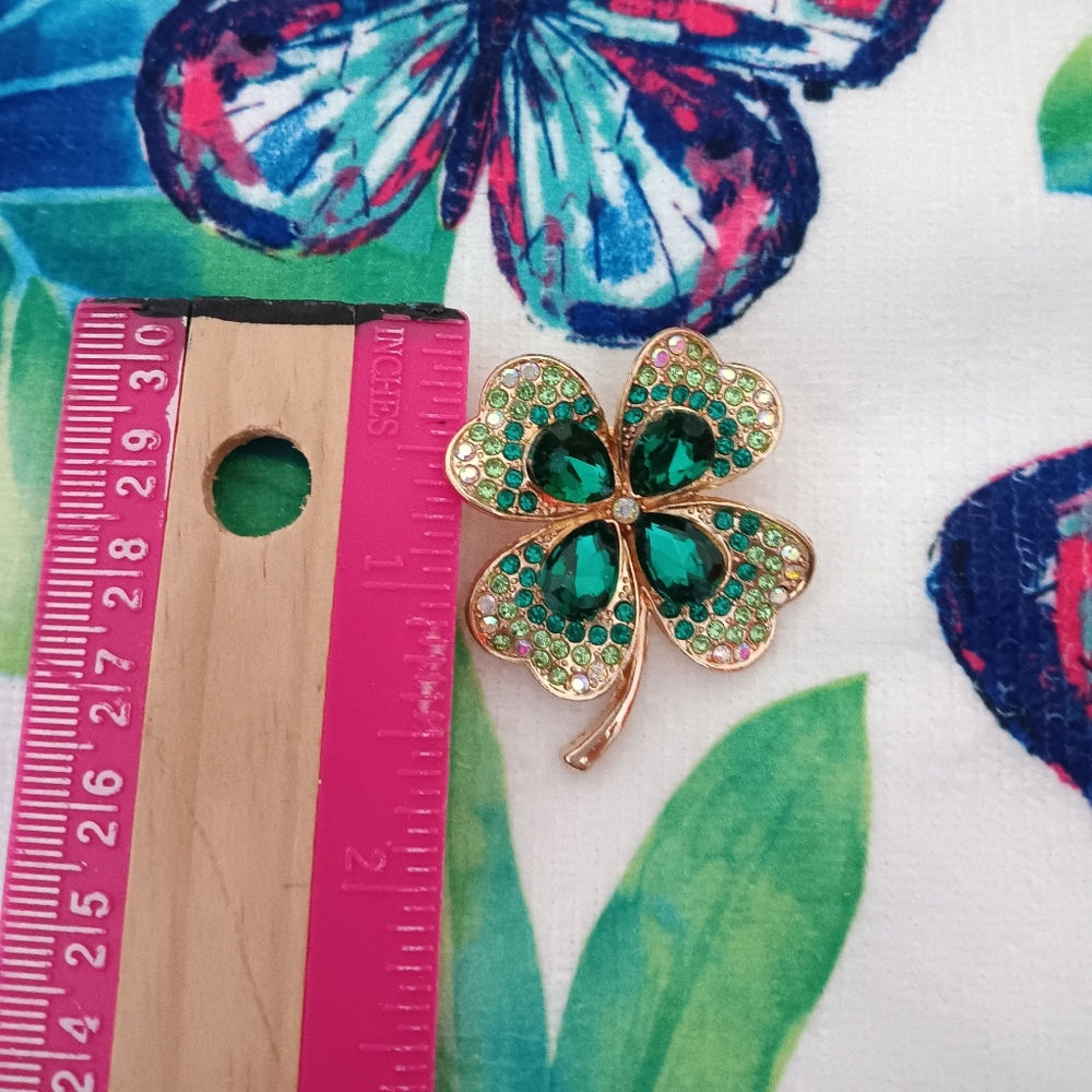 Four Leaf Clover Brooch - Picture 4 of 7